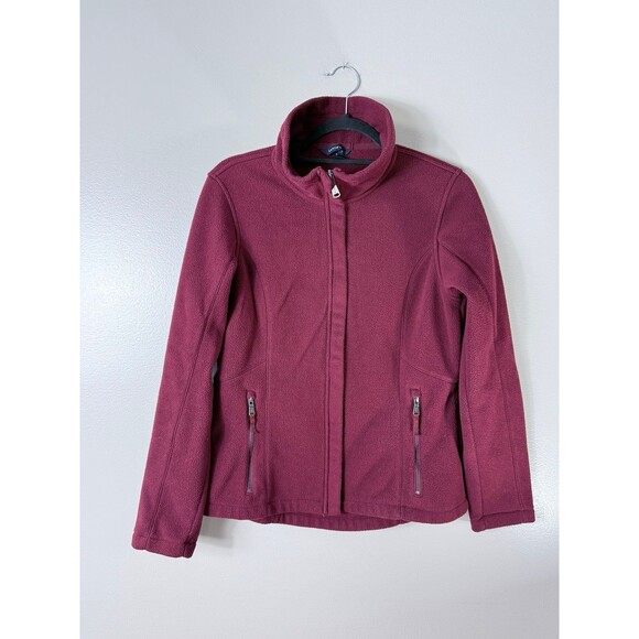 Lands’ End Maroon Full Zip Fleece Jacket Size small - Picture 1 of 6